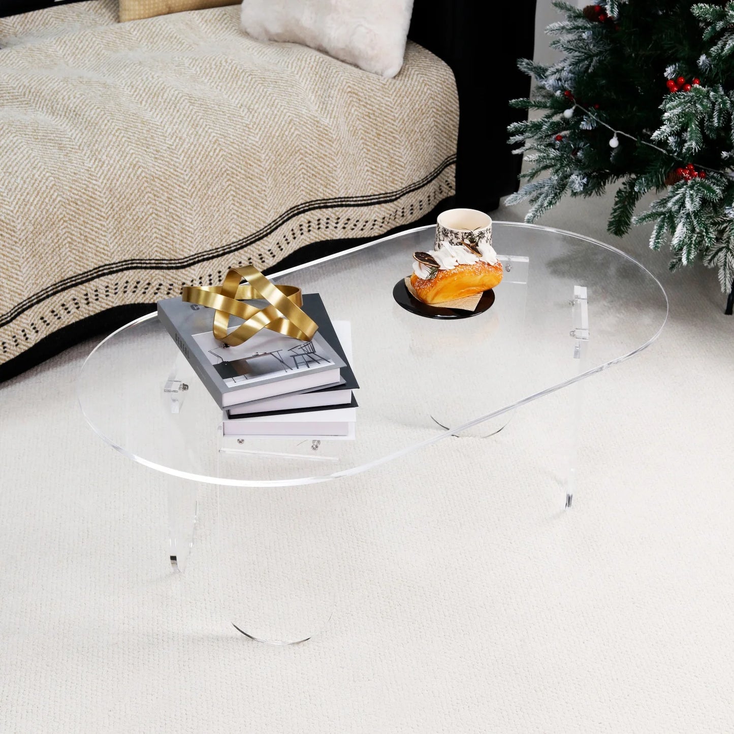 Iridescent Acrylic Oval Coffee Table